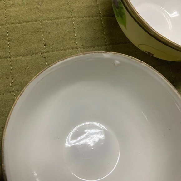 Set of 3 Tea Cups Yellow with Purple Flowers and Gold Rim - Picture 6 of 6